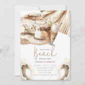 ビーチパーティーパステルサンド誕生日 招待状 (正面)