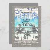 ビーチパーティーパームツリーズトロピカルサマー 招待状 (正面/裏面)