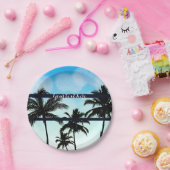 ビーチパーティーパームツリーズトロピカルブルーヴィンテージナイト ペーパープレート (パーティー)