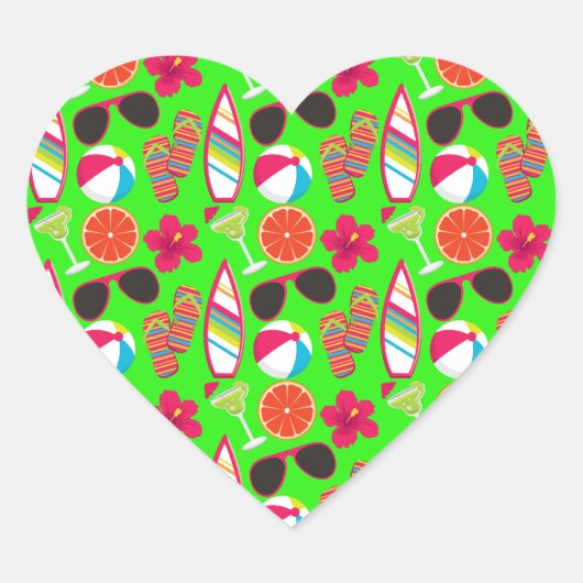 ビーチパーティービーチサンダルサングラスビーチボールグリーン ハートシール (正面)