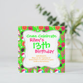 ビーチパーティービーチサンダルサングラスビーチボールグリーン 招待状 (スタンド正面)