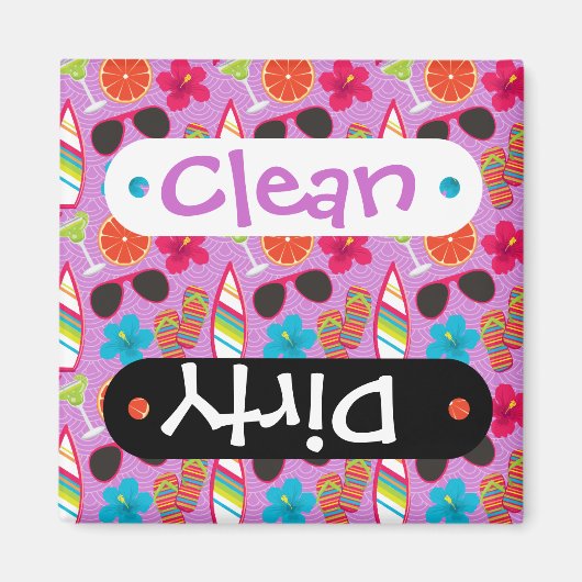 ビーチパーティービーチサンダルサングラスビーチボールパープル マグネット (正面)