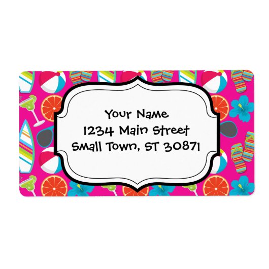 ビーチパーティービーチサンダルサングラスビーチボールピンク ラベル (正面)