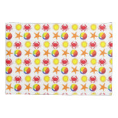 ビーチパーティービーチボールサンカニスターフィッシュシーショア 枕カバー (裏面)