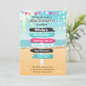ビーチパーティービーチ誕生日ビーチ招待 招待状 (スタンド正面)