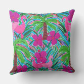 ビーチパーティーフラミンゴスアンドパームツリーズ装飾用クッション クッション (裏面)