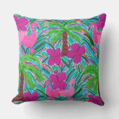 ビーチパーティーフラミンゴスアンドパームツリーズ装飾用クッション クッション (正面)