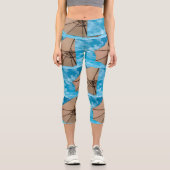 ビーチパーティーブルースサン海の傘ポップ・アートの色 カプリレギンス (正面)