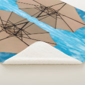 ビーチパーティーブルースサン海の傘ポップ・アートの色 シェルパブランケット (3/4)