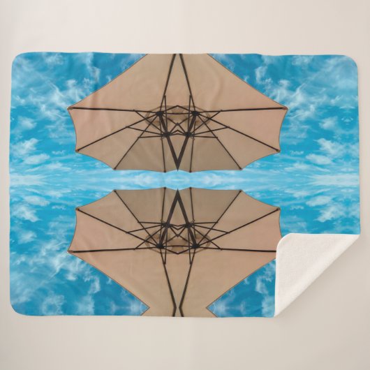 ビーチパーティーブルースサン海の傘ポップ・アートの色 シェルパブランケット (正面(横))