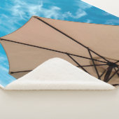 ビーチパーティーブルースサン海の傘ポップ・アートの色 シェルパブランケット (3/4)