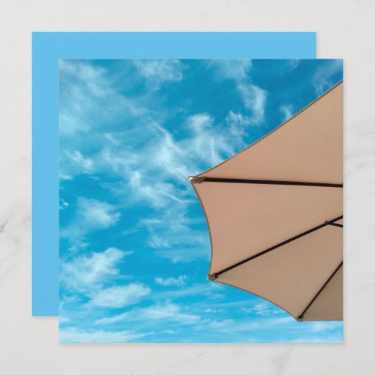 ビーチパーティーブルースサン海の傘ポップ・アートの色 招待状 (正面/裏面)