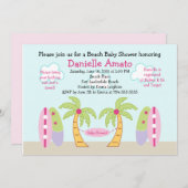 ビーチパーティーベビーシャワー招待状 招待状 (正面/裏面)