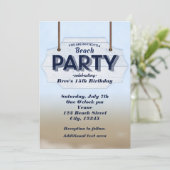 ビーチパーティーホワイトウッドサイントロピカル招待状 招待状 (スタンド正面)