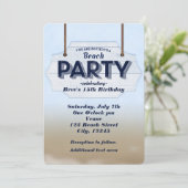 ビーチパーティーホワイトウッドサイントロピカル招待状 招待状 (スタンド正面)