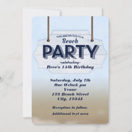 ビーチパーティーホワイトウッドサイントロピカル招待状 招待状