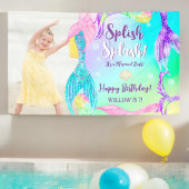 ビーチパーティーマーメイドテール子供の誕生日写真 横断幕