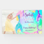 ビーチパーティーマーメイドテール子供の誕生日写真 横断幕 (横)