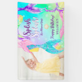 ビーチパーティーマーメイドテール子供の誕生日写真 横断幕 (縦)