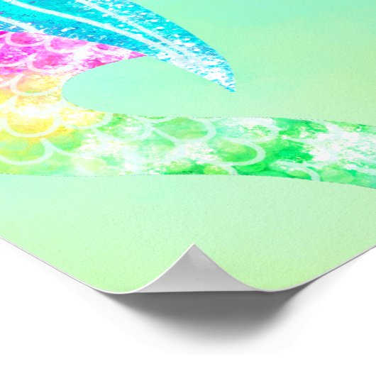 ビーチパーティーマーメイドテール子供の誕生日歓迎 ポスター (角)