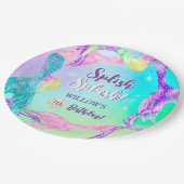 ビーチパーティーマーメイドテール海子供の誕生日 ペーパープレート (アングル)