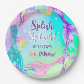 ビーチパーティーマーメイドテール海子供の誕生日 ペーパープレート (正面)