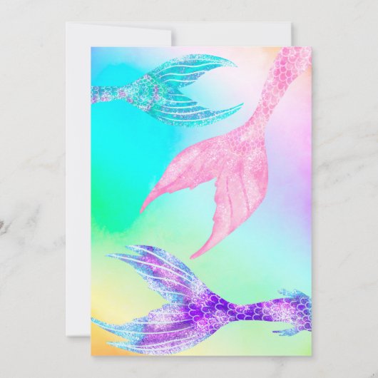 ビーチパーティーマーメイドテール海子供の誕生日 招待状 (裏面)