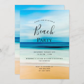 ビーチパーティー夏の海岸熱帯海 招待状 (正面/裏面)