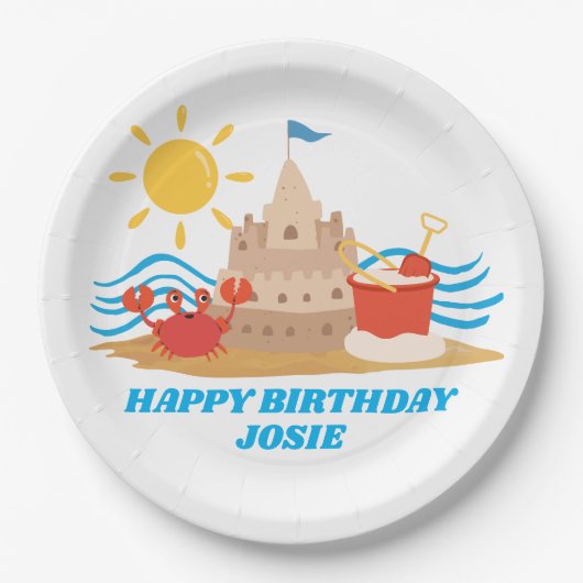 ビーチパーティー子誕生日 ペーパープレート (正面)