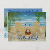 ビーチパーティー招待状テンプレート 招待状 (正面/裏面)