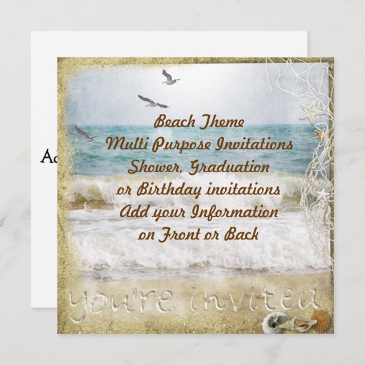 ビーチパーティー数々の目的招待状 招待状 (正面/裏面)