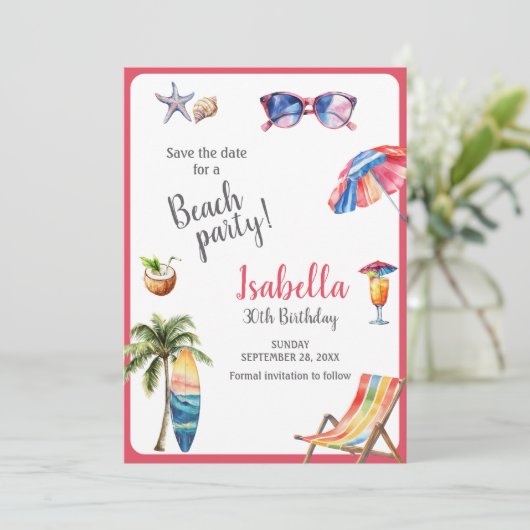 ビーチパーティー熱帯の夏の日付を保存 セーブザデート (スタンド正面)