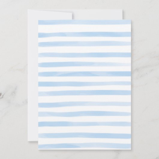 ビーチパーティー熱帯フローラブルーストライプ誕生日 招待状 (裏面)