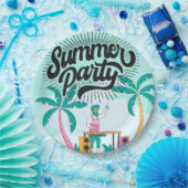 ビーチパーティー紙プレート – 熱帯ルアウ（ハワイ式宴会）ディスポーザブル ペーパープレート (パーティー)