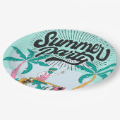 ビーチパーティー紙プレート – 熱帯ルアウ（ハワイ式宴会）ディスポーザブル ペーパープレート (アングル)