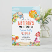 ビーチパーティー編集可能誕生日招待状 招待状 (スタンド正面)
