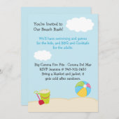 ビーチパーティー誕生日パーティーの招待 招待状 (正面/裏面)