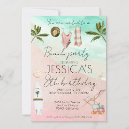 ビーチパーティー誕生日ファースト誕生日ガールボーイ 招待状