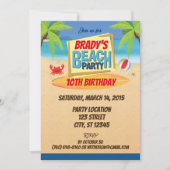 ビーチパーティー誕生日招待状 招待状 (正面)