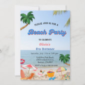 ビーチパーティー誕生日、夏ビーチ誕生日 招待状 (正面)