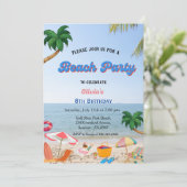 ビーチパーティー誕生日、夏ビーチ誕生日 招待状 (スタンド正面)