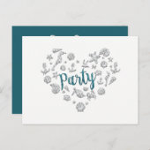 ビーチパーティー ティールダイヤモンド インビテーション セーブ・ザ・デート (正面/裏面)