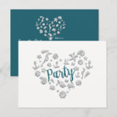 ビーチパーティー ティールダイヤモンド インビテーション 保存日付 (正面/裏面)