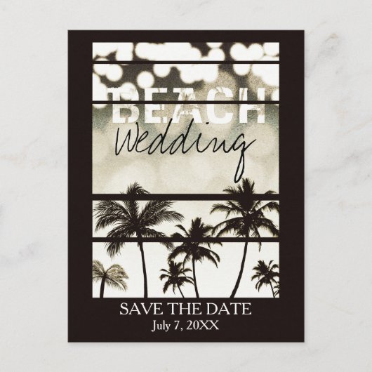 ビーチパーティー パームツリー 熱帯 白 ホット ヴィンテージ 案内ポストカード (正面)