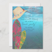 ビーチパーティー |夏モダンをテーマにしたおもしろいパーティー 招待状 (正面)