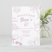 ビーチパーティー、大人限定パーティー、ビーチパーティー、スイムパーティー 招待状 (スタンド正面)