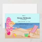 ビーチパーティー（女の子） 招待状 (正面/裏面)