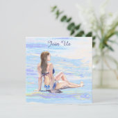 *** ビーチパーティー 女性 レディース ワンピース 水着 DIY パーティー イベント 対応可能 招待状 (スタンド正面)