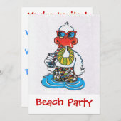 ビーチパーティー 招待状 (正面/裏面)