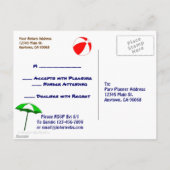 ビーチパーティーRSVPカスタムポストカード インビテーションポストカード (裏面)